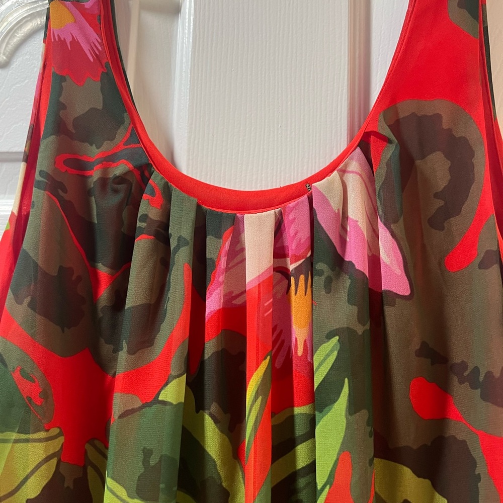 Desigual Red and Green Floral Midi Dress